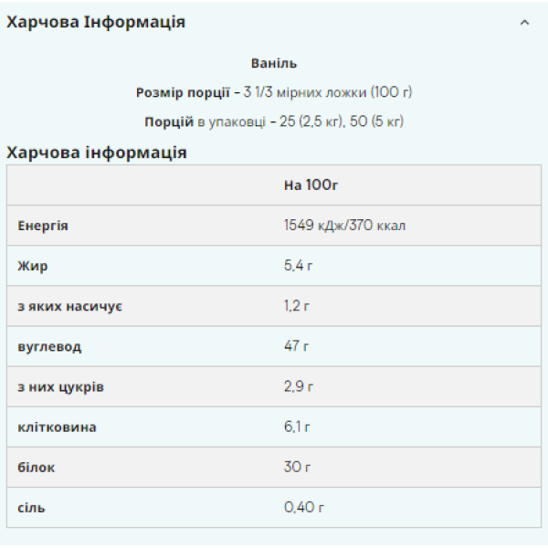   Гейнер Impact Weight Gainer V2 - 2500 г ваніліImpact Weight Gainer V2 - 2500g Vanilla