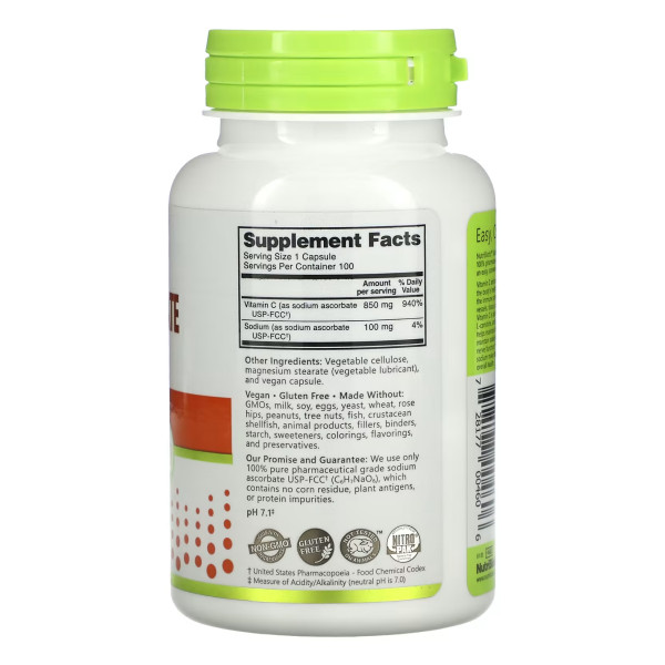 Аскорбат натрію - 100 капсул                                     Sodium Ascorbate - 100 caps