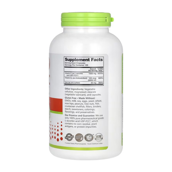  Вітамін C + D3 та цинк - 250 капсул                   Vitamin C + D3 & Zinc - 250 caps