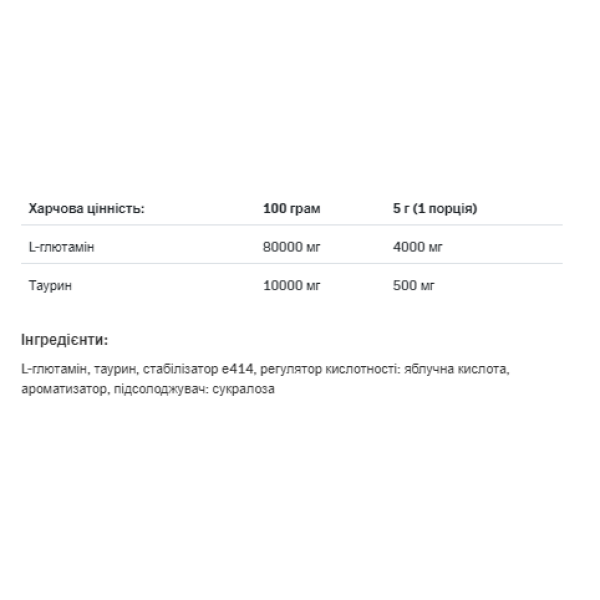 Амінокислоти для відновлення глутаміну - 250 г, апельсиновий колір Glutamine Recovery Amino - 250g Oranje