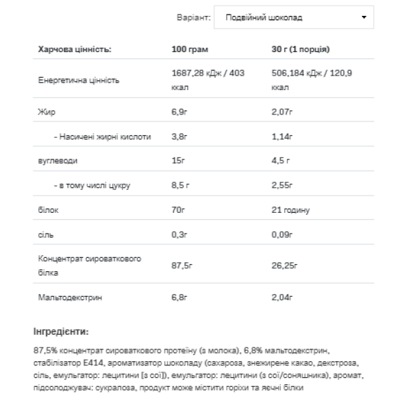 Сироватковий протеїн - 908 г Подвійний шоколад Whey Protein - 908g Double Chocolate