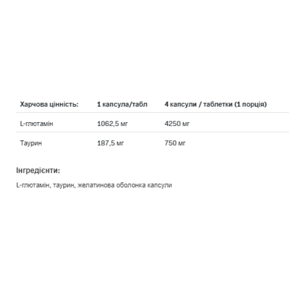 Глутамін 1250 Xtracaps - 180 капсул Glutamine 1250 Xtracaps - 180caps