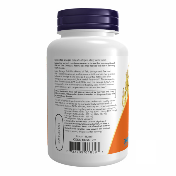Супер Омега 3-6-9 1200 мг - 180 капсул                 Super Omega 3-6-9 1200 mg - 180 sgels