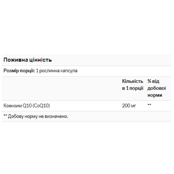 Коензим  Q10 200 мг - 60 рослинних капсул   COQ10 200mg - 60 veg caps