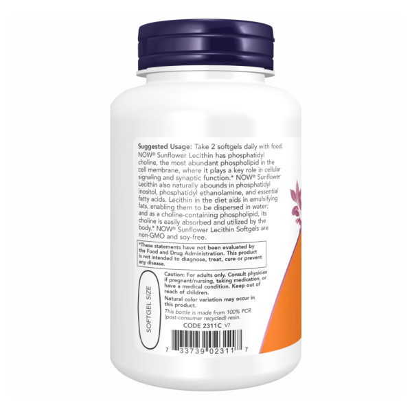  Соняшниковий лецитин 1200 мг - 200 капсул        Sunflower Lecithin 1200mg - 200 sgels