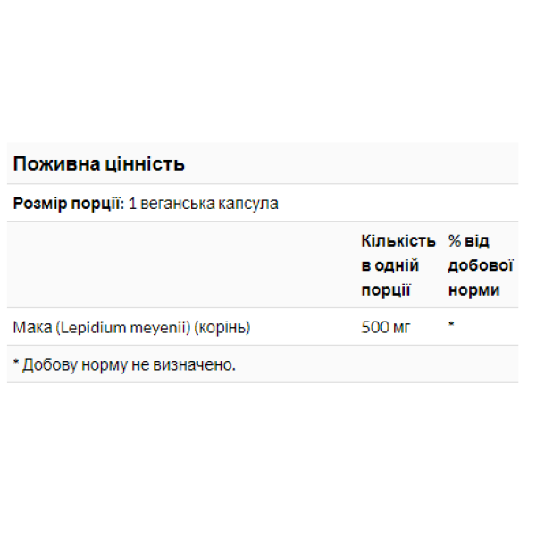 Мака 500 мг - 100 капсул      Maca 500mg - 100vcaps