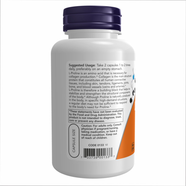 L-пролін 500 мг - 120 вегетаріанських капсул        L-Proline 500mg - 120 vcaps
