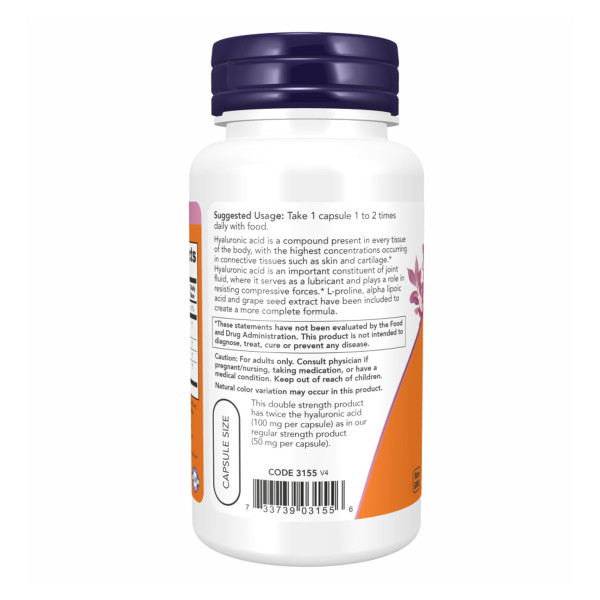      Гіалуронова кислота 100 мг 2X Plus - 60 капсул   Hyaluronic Acid 100mg 2X Plus - 60 vcaps