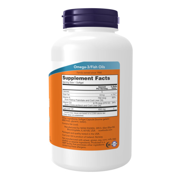 Риб'ячий жир 650 мг - 250 капсул                                Cod Liver Oil 650mg - 250 sgels
