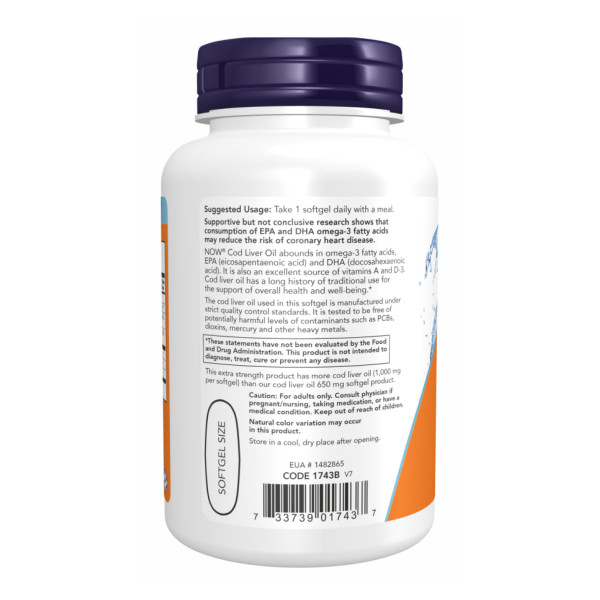 Риб'ячий жир 1000 мг - 180 капсул                           Cod Liver Oil 1000mg - 180 sgels