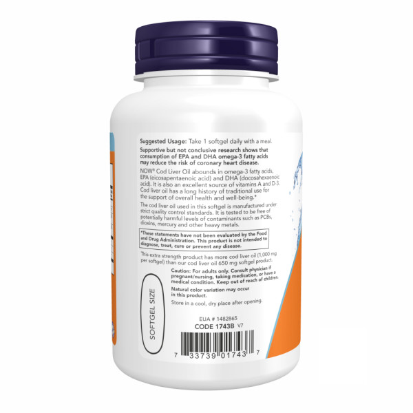  Риб'ячий жир 1000 мг - 90 капсул  Cod Liver Oil 1000mg - 90 sgels