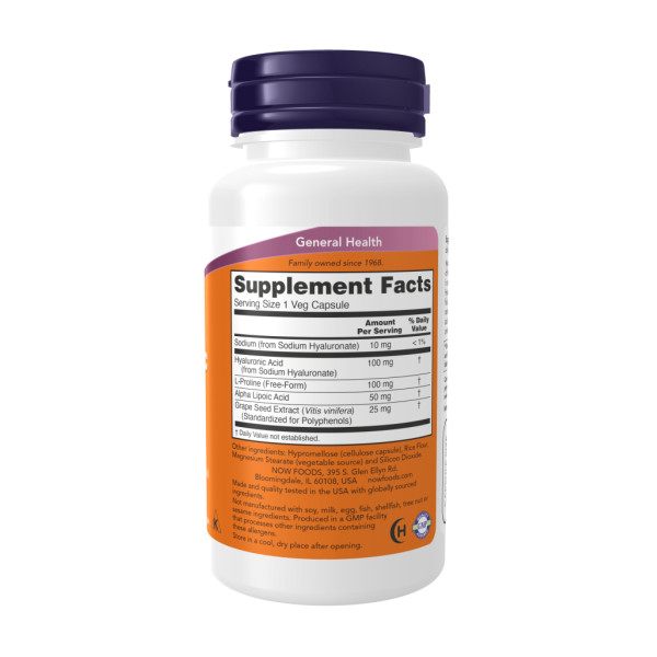 Гіалуронова кислота подвійної дії 100 мг - 120 капсул                                                                           Hyaluronic Acid Double Strength 100 mg - 120 vcaps