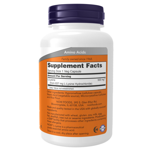 Лізин 500 мг - 250 вегетаріанських капсул         Lysine 500mg - 250 vcaps