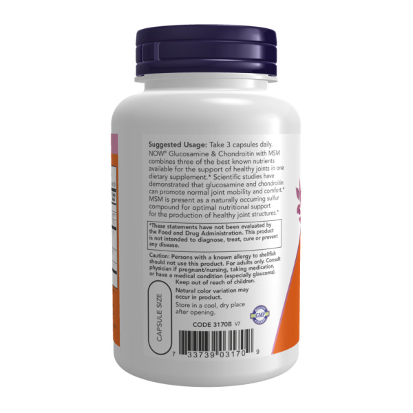 Глюкозамін та хондроїтин з МСМ - 180 капсул     Glucosamine & Chondroitin with MSM - 180 vcaps