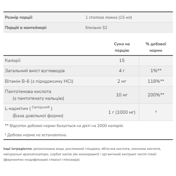   Рідкий карнітин 1000 мг - 473 мл Тропічний пунш    Carnitine Liquid 1000mg - 473ml Tropical Punch