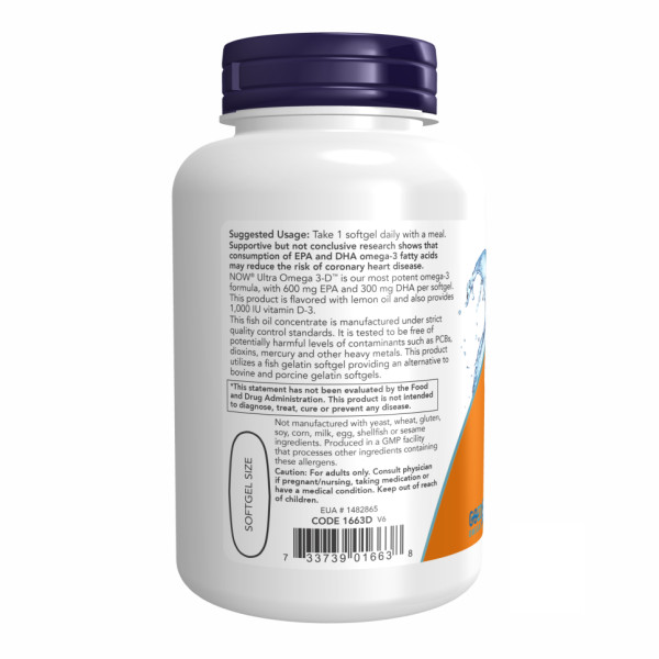   Риб'ячий жир Ultra Omega 3-D™ - 180 рибних м'яких капсул     Ultra Omega 3-D™ Fish Oil - 180 Fish Softgels