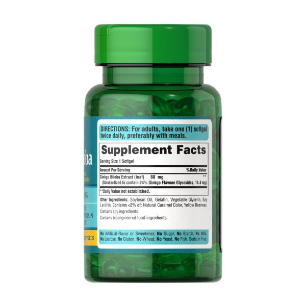 Ginkgo Biloba Standardized Extract 60 mg - 120 softgels  Ginkgo Biloba Standardized Extract 60 mg - 120 softgels