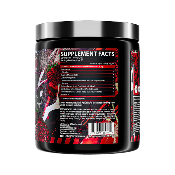 Передтренувальний комплекс Outrage High-Stim - 30 порцій Фруктовий пунш                                          Outrage High‑Stim Pre‑Workout - 30 servings Fruit Punch