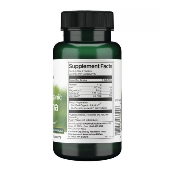Certified Organic Spirulina 500mg - 180 tabs  Certified Organic Spirulina 500mg - 180 tabs