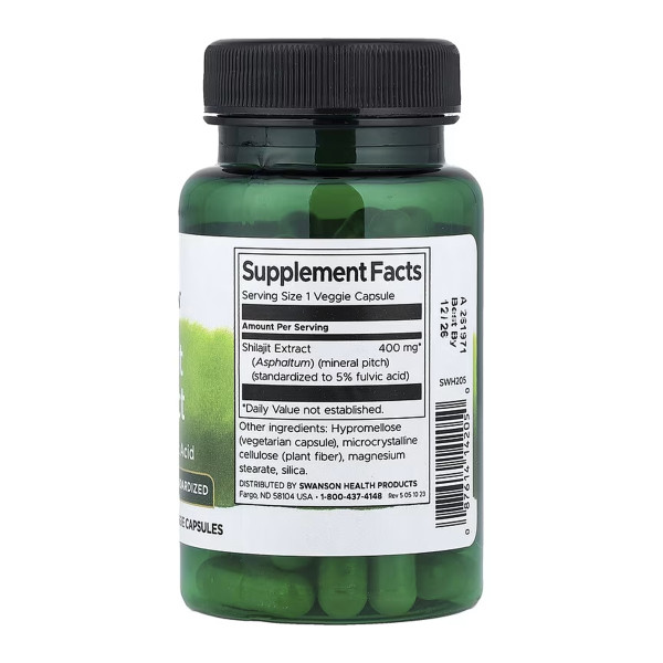 Shilajit Extract Standardized 400 mg - 60 vcaps