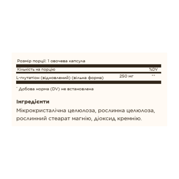 Reduced L-Glutathione 250mg - 30 vcaps  Reduced L-Glutathione 250mg - 30 vcaps