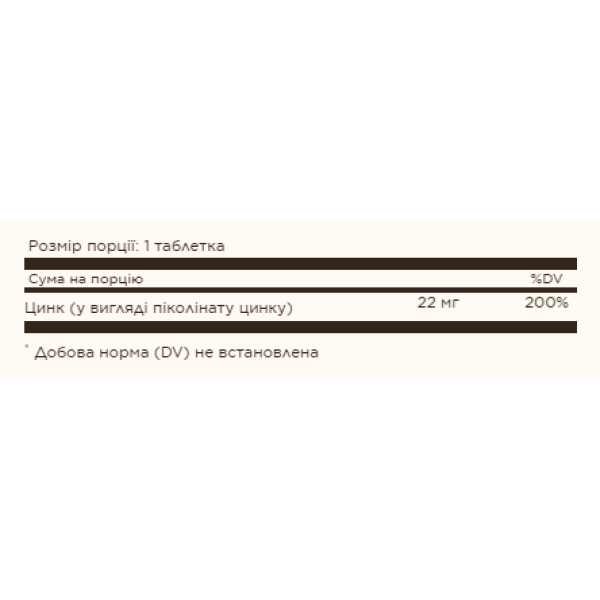 Zinc Picolinate 22 mg - 100 tab  Zinc Picolinate 22 mg - 100 tab