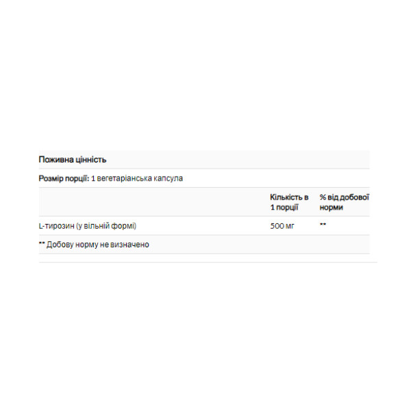 L-Tyrosine 500mg - 100 vcaps