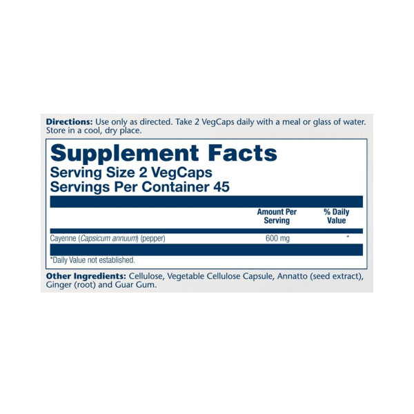 Cool Cayenne Pepper 40,000 HU 600mg - 90 vcaps  Cool Cayenne Pepper 40,000 HU 600mg - 90 vcaps