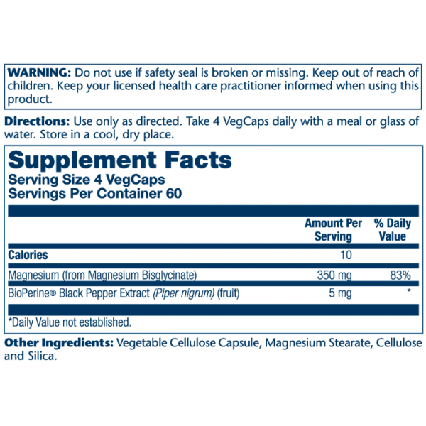 Magnesium Glycinate 350mg - 240 vcaps  Magnesium Glycinate 350mg - 240 vcaps