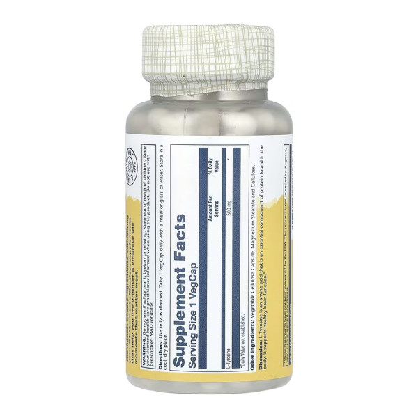 L-Tyrosine 500mg - 100 vcaps  L-Tyrosine 500mg - 100 vcaps