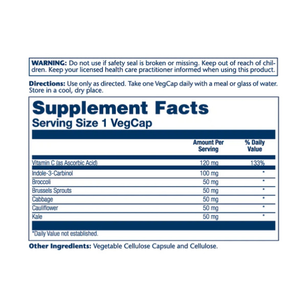 Indole 3 Carbinol 100mg - 30 vcaps  Indole 3 Carbinol 100mg - 30 vcaps