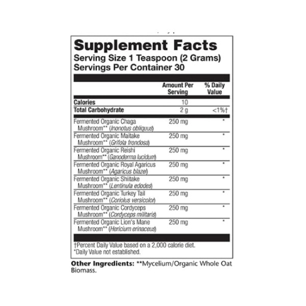 Organic Fermented Mushroom Complete 2000mg - 60g  Organic Fermented Mushroom Complete 2000mg - 60g