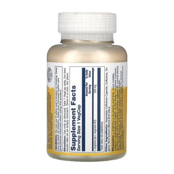 L-Arginine Free Form 500mg - 100 vcaps  L-Arginine Free Form 500mg - 100 vcaps