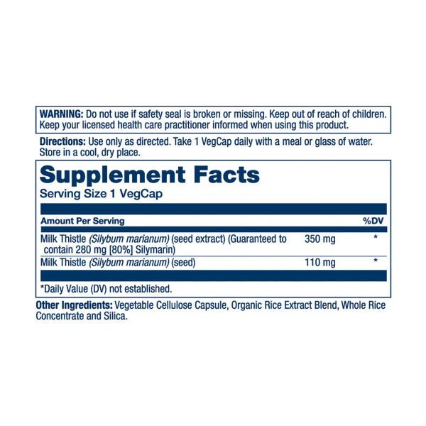 Milk Thistle Seed Extract One 350mg - 30 vcaps  Milk Thistle Seed Extract One 350mg - 30 vcaps