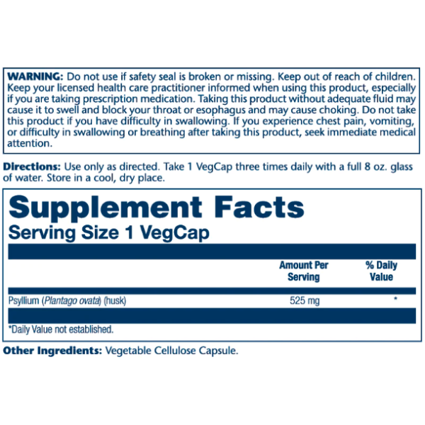 Psyllium Husk 525mg - 100 vcaps  Psyllium Husk 525mg - 100 vcaps
