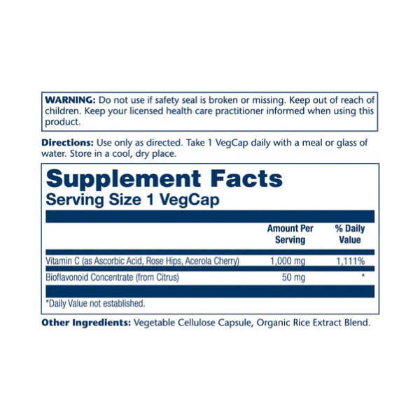 Vitamin C with Rose Hips, Acerola & Bioflavonoids 1000mg - 100 vcaps  Vitamin C with Rose Hips, Acerola & Bioflavonoids 1000mg - 100 vcaps