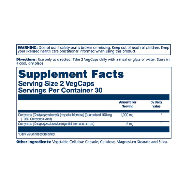 Cordyceps Mushroom Extract 500mg - 60 vcaps  Cordyceps Mushroom Extract 500mg - 60 vcaps