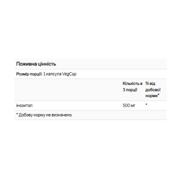 Inositol 500mg - 100 vcaps  Inositol 500mg - 100 vcaps