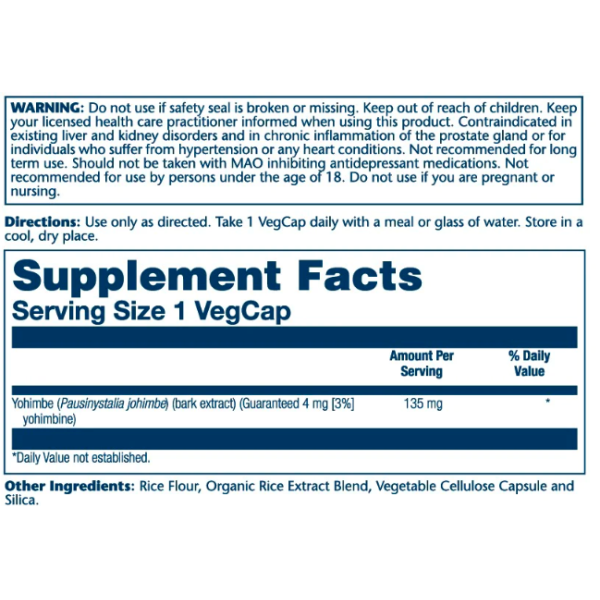 Guaranteed Potency Yohimbe Bark Extract - 60 caps  Guaranteed Potency Yohimbe Bark Extract - 60 caps