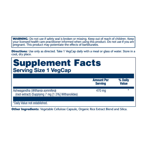 Ashwaganda Root Extract 470mg - 60vcaps  Ashwaganda Root Extract 470mg - 60vcaps