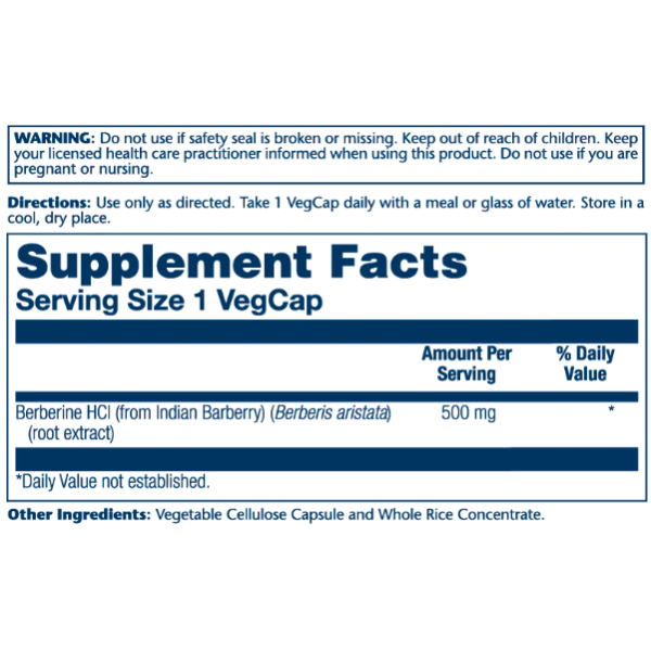 Berberine from Indian Barberry 500mg - 60 vcaps  Berberine from Indian Barberry 500mg - 60 vcaps