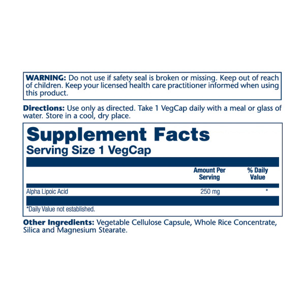 Alpha Lipoic Acid 250mg - 60 vcaps  Alpha Lipoic Acid 250mg - 60 vcaps