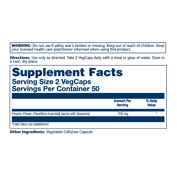 Passion Flower 700mg - 100 vcaps  Passion Flower 700mg - 100 vcaps