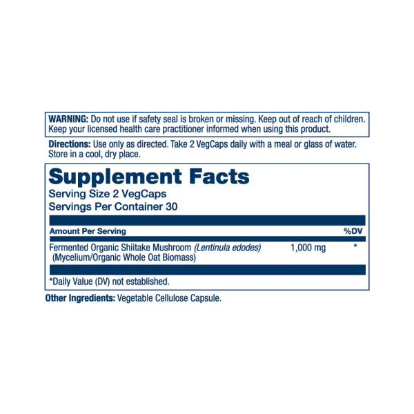 Fermented Shiitake Mushroom 1000mg - 60 vcaps  Fermented Shiitake Mushroom 1000mg - 60 vcaps