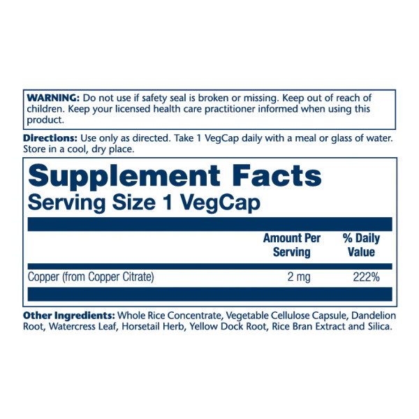 Copper Citrate 2mg - 60 vcaps  Copper Citrate 2mg - 60 vcaps