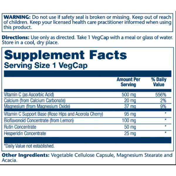 Vitamin C with Bioflavonoid Concentrate 500mg - 100 vcaps  Vitamin C with Bioflavonoid Concentrate 500mg - 100 vcaps