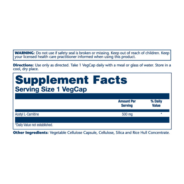 Acetyl L-Carnitine 500mg - 30 vcaps  Acetyl L-Carnitine 500mg - 30 vcaps