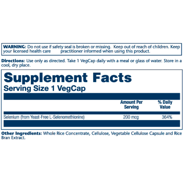 Selenium Yeast Free 200mcg - 90 vcaps  Selenium Yeast Free 200mcg - 90 vcaps