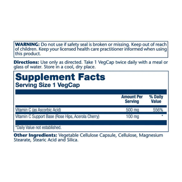 Vitamin C with Rose Hips & Acerola, Timed Release 500mg - 100 vcaps  Vitamin C with Rose Hips & Acerola, Timed Release 500mg - 100 vcaps