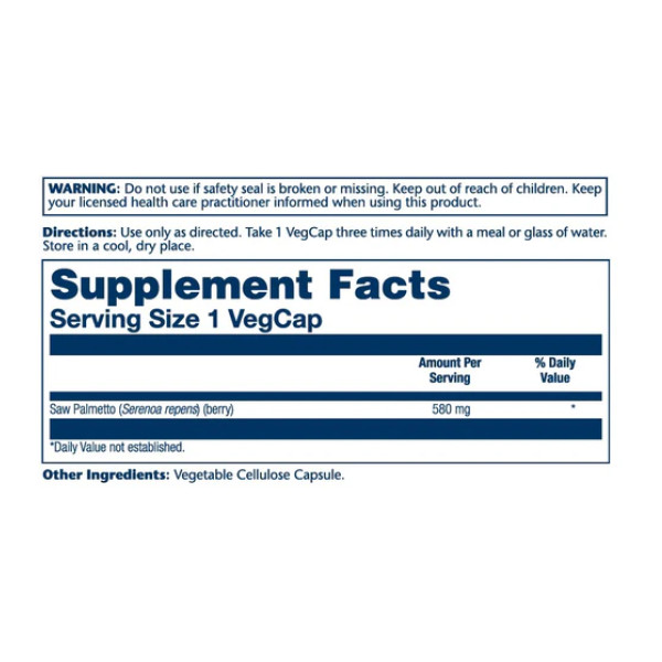 Saw Palmetto Berry 580mg - 100 vcaps  Saw Palmetto Berry 580mg - 100 vcaps